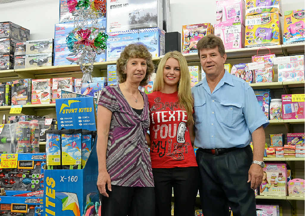 FAMILY FUN: Julia, Sarah and Peter Tansky are selling up a storm at Toyworld ahead of Christmas. FAMILY FUN: Julia, Sarah and Peter Tansky are selling up a storm at Toyworld ahead of Christmas.